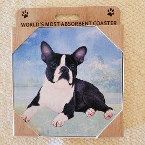 E & S Pets Dog Boston Terrier Sandstone Coaster New In Package